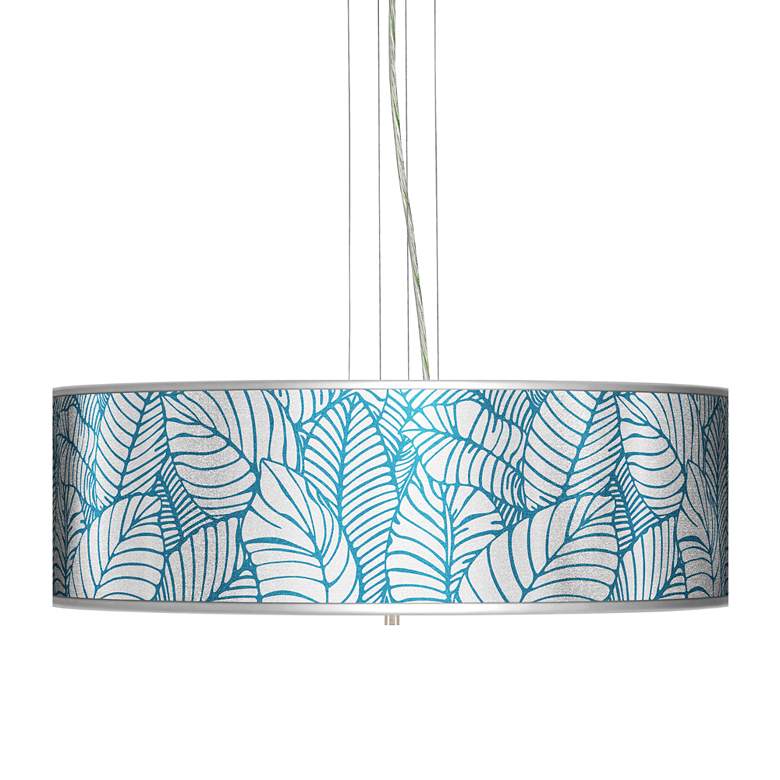 Image 1 Tropical Leaves Silver Metallic 24" W Pendant Chandelier