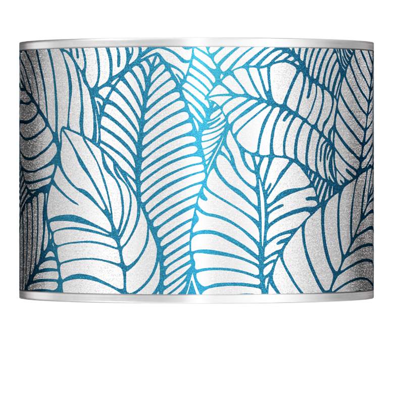 Image 1 Tropical Leaves Silver Metallic Lamp Shade 13.5x13.5x10 (Spider)