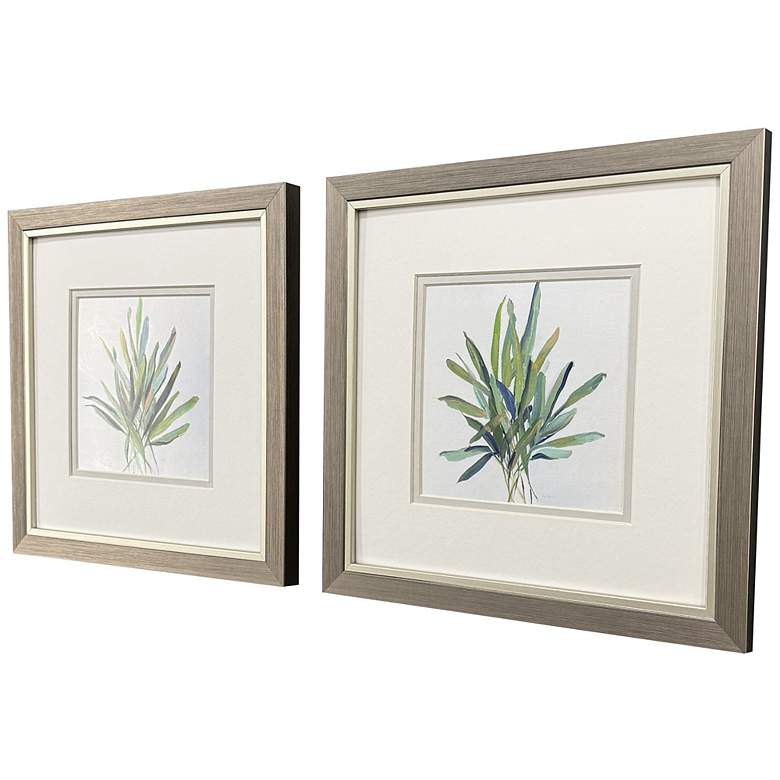 Image 2 Tropical Leaves Square 11"W x 11"H Coastal Framed Art Set of 2 more views