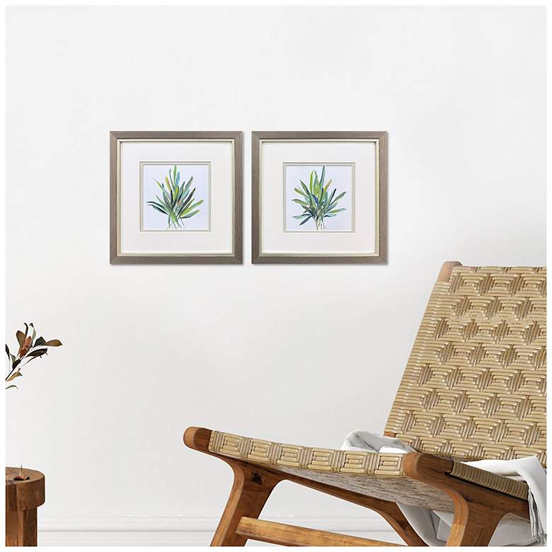 Image 4 Tropical Leaves Square 11"W x 11"H Coastal Framed Art Set of 2 more views