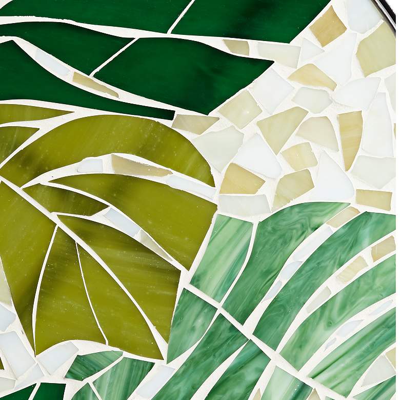 Image 3 Tropical Leaves Tiffany-Style Mosaic Black Outdoor Accent Table more views