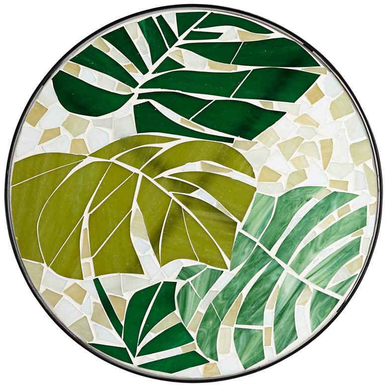 Image 5 Tropical Leaves Tiffany-Style Mosaic Black Outdoor Accent Table more views