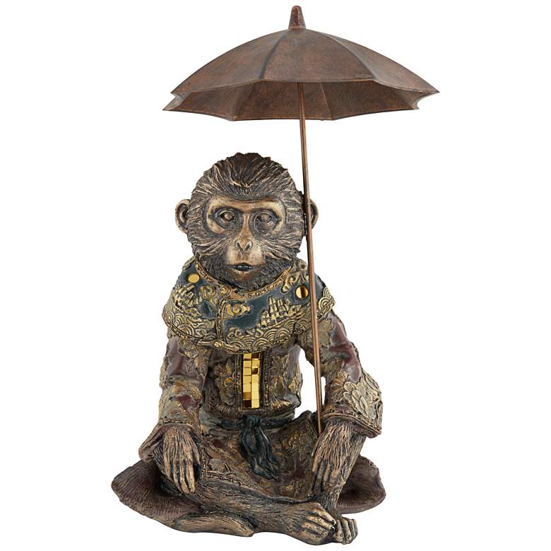 Image 1 Tropical Monkey 9 3/4" High Bronze Sculpture