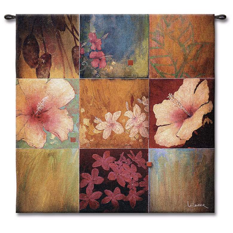 Image 1 Tropical Nine Patch 53 inch Square Wall Hanging Tapestry
