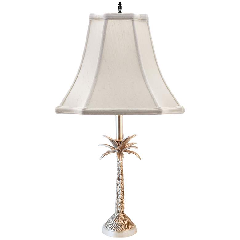 Image 2 Tropical Palm Tree 25" Off-White Shade Pewter Table Lamp