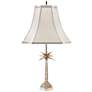 Tropical Palm Tree 25" Off-White Shade Pewter Table Lamp