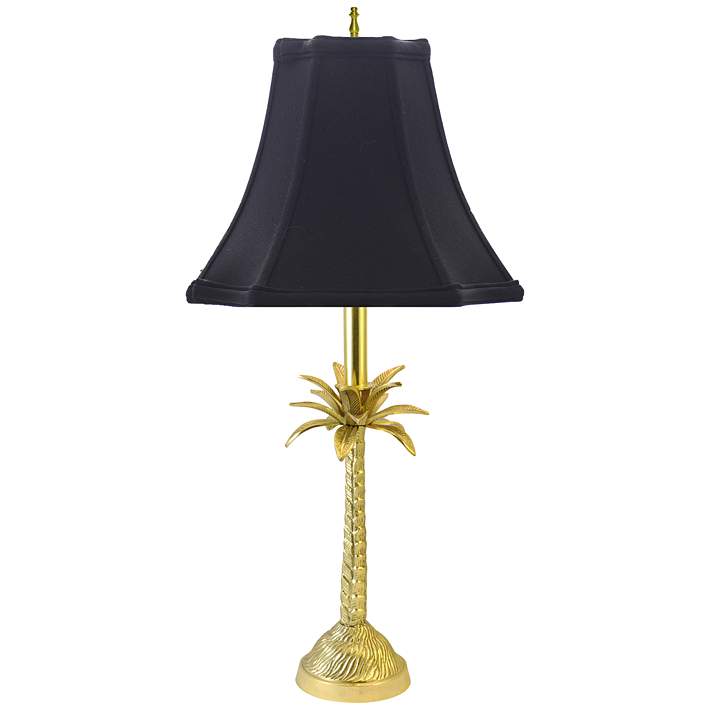 eerste Reis tevredenheid Tropical Palm Tree Brass Table Lamp with Black Shade - #9X919 | Lamps Plus
