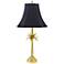 Tropical Palm Tree Brass Table Lamp with Black Shade