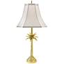 Tropical Palm Tree Brass Table Lamp with Off-White Shade