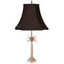 Tropical Palm Tree Pewter Table Lamp with Black Shade