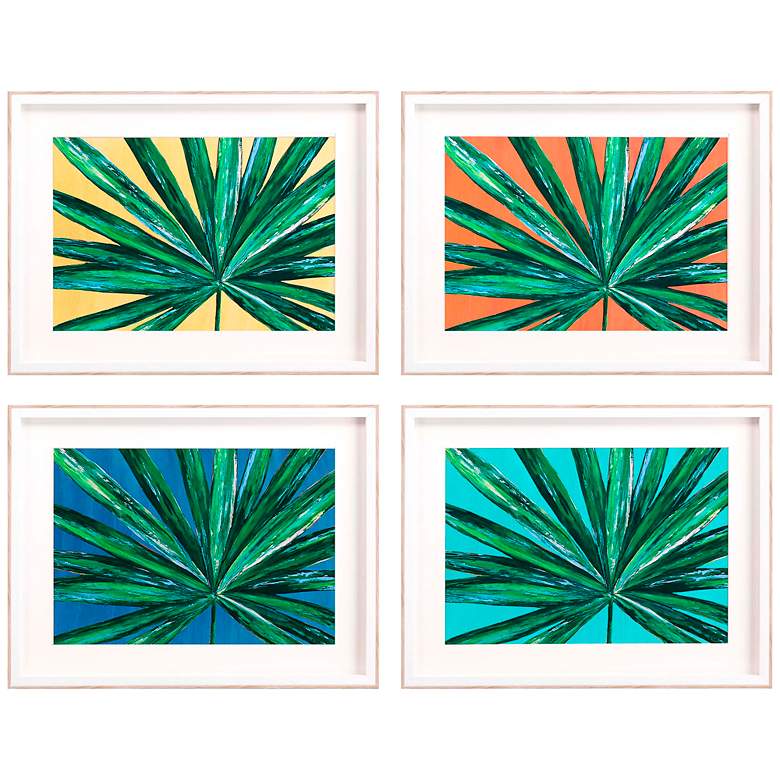 Tropical Palms 26 inchW 4-Piece Framed Shadow Box Wall Art Set