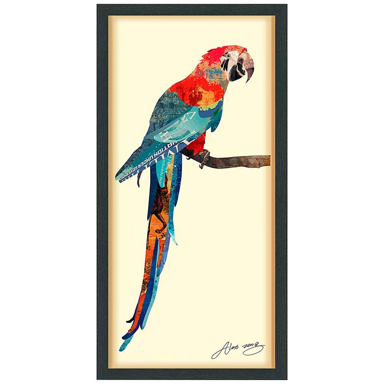 Image 2 Tropical Parrot 33" High Dimensional Collage Framed Wall Art