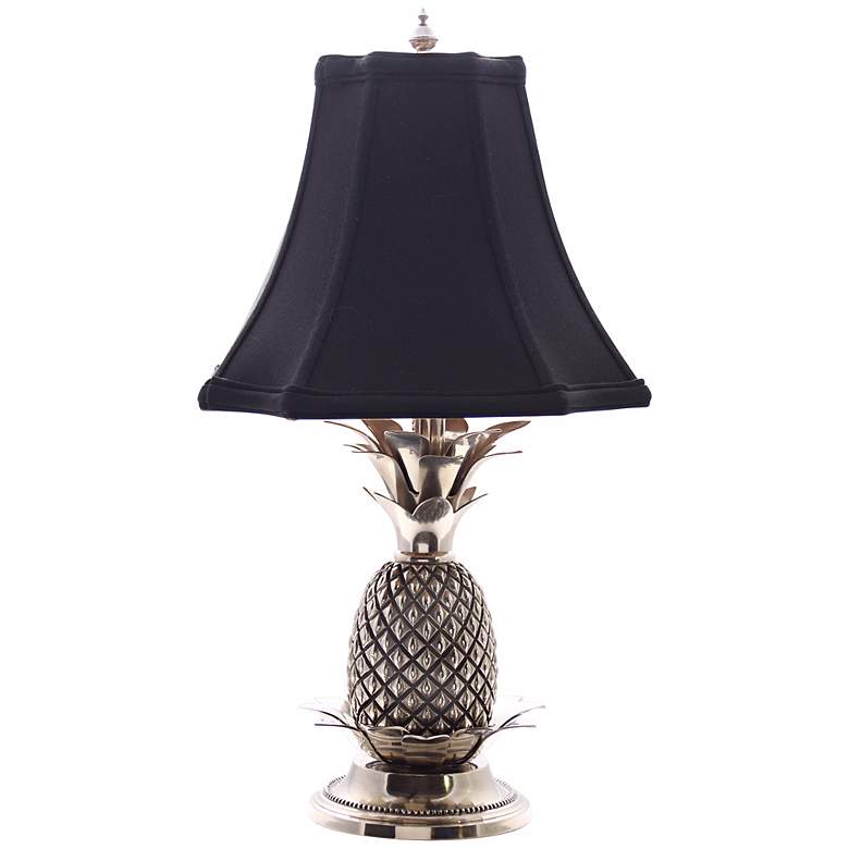 Tropical Pewter Black Shade Pineapple Table Lamp