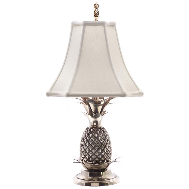 Image 1 Tropical Pewter White Shade Pineapple Table Lamp