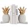 Tropical Pineapple 10" High White and Gold Bookends