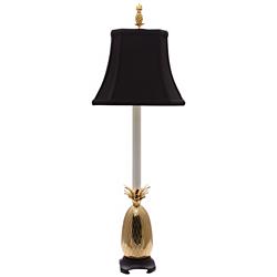Tropical Pineapple 32" High Black Shade Brass Buffet Table Lamp