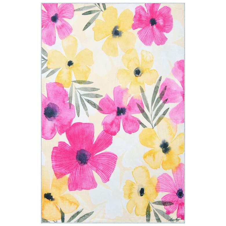 Image 1 Tropical Posies 5'x8'Hand Washable Flowers Power-loomed Art Area Rug