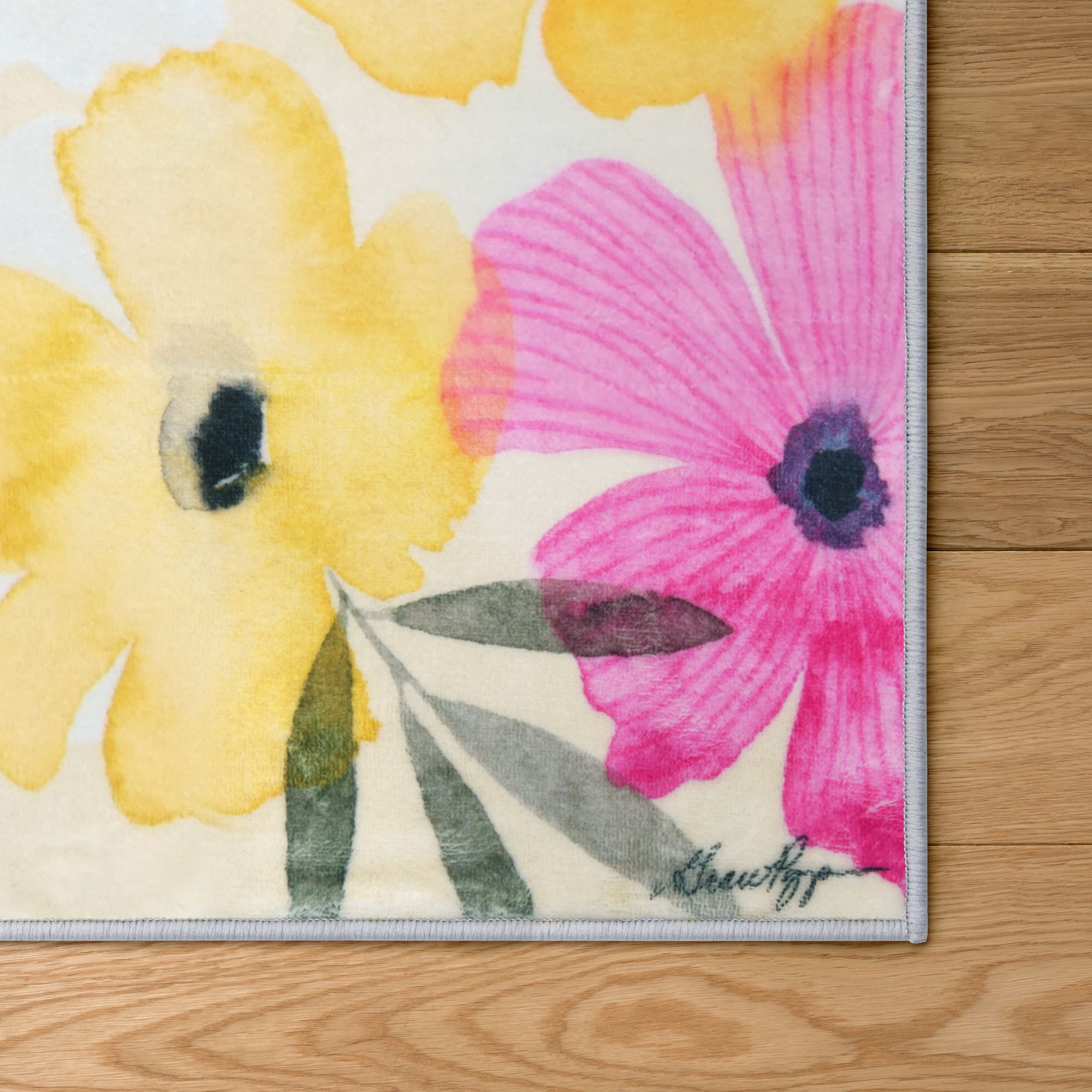 Image 4 Tropical Posies 5'x8'Hand Washable Flowers Power-loomed Art Area Rug more views