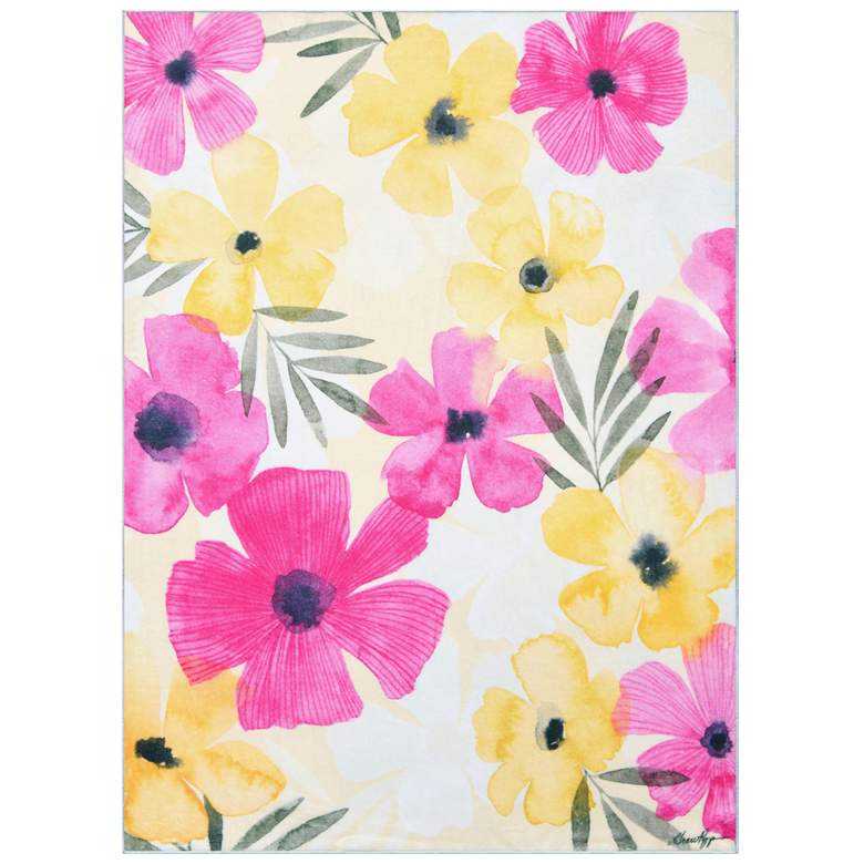 Image 1 Tropical Posies 8'x10'Hand Washable Flowers Power-loomed Art Area Rug
