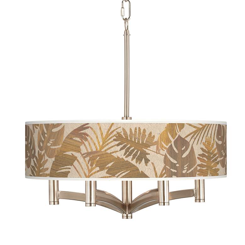 Image 1 Tropical Woodwork Ava 6-Light Nickel Pendant Chandelier