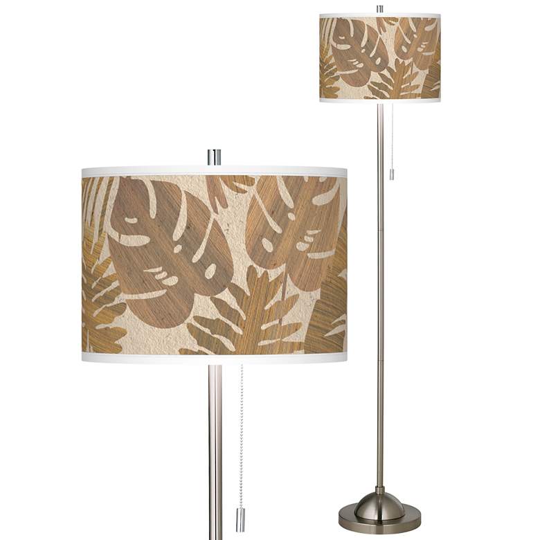 Image 2 Tropical Woodwork Brushed Nickel Pull Chain Floor Lamp