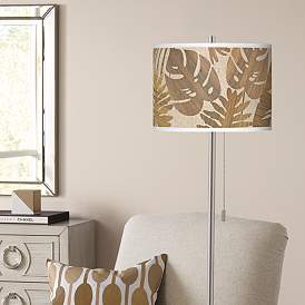 Image1 of Tropical Woodwork Brushed Nickel Pull Chain Floor Lamp