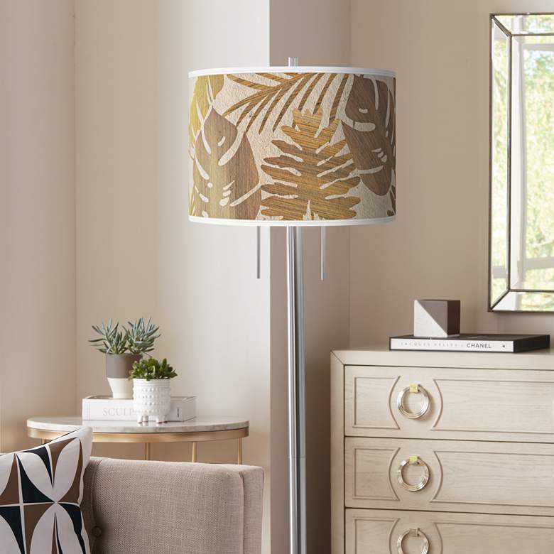 Image 1 Tropical Woodwork Giclee Brushed Nickel Garth Floor Lamp