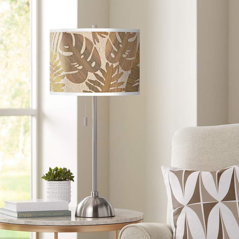 Image 1 Tropical Woodwork Giclee Brushed Nickel Table Lamp