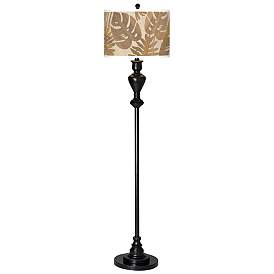 Image2 of Tropical Woodwork Giclee Glow Black Bronze Floor Lamp