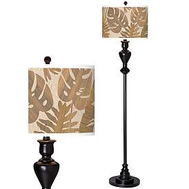 Image1 of Tropical Woodwork Giclee Glow Black Bronze Floor Lamp