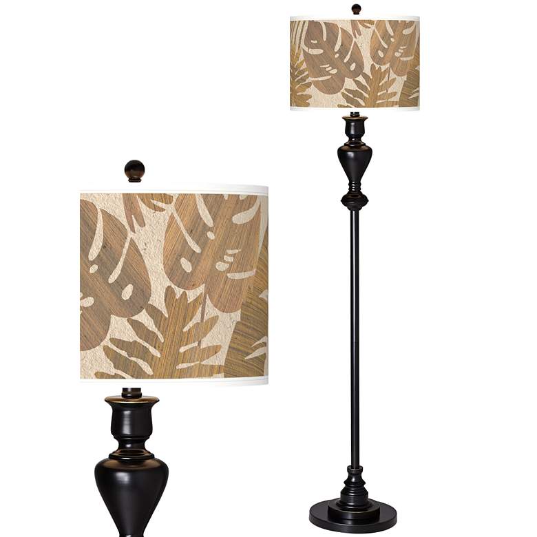 Image 1 Tropical Woodwork Giclee Glow Black Bronze Floor Lamp