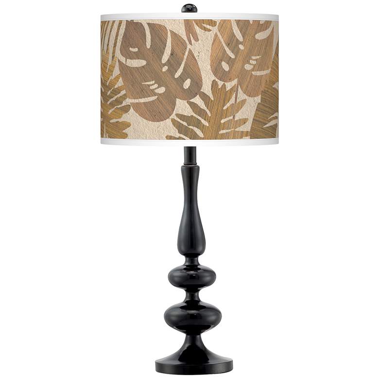 Image 1 Tropical Woodwork Giclee Paley Black Table Lamp
