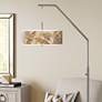 Thumbnail1 of Tropical Woodwork Giclee Shade Arc Floor Lamp
