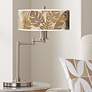 Tropical Woodwork Giclee Shade LED Rustic Modern Swing Arm Desk Lamp