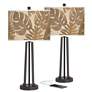 Tropical Woodwork Susan Dark Bronze USB Table Lamps Set of 2