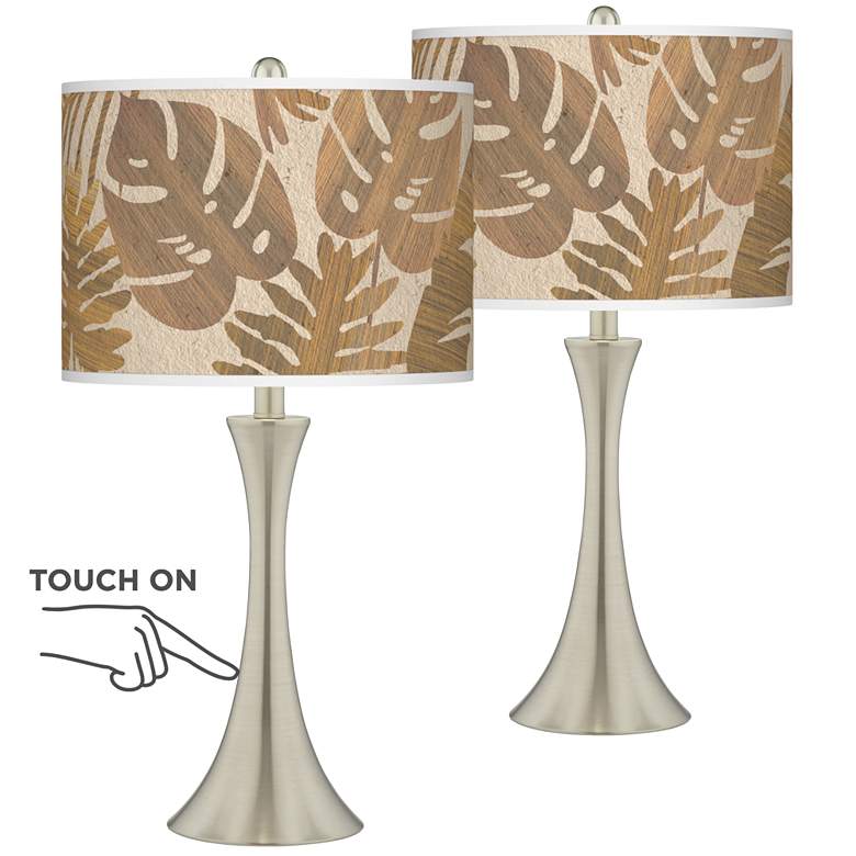 Image 1 Tropical Woodwork Trish Brushed Nickel Touch Table Lamps Set of 2