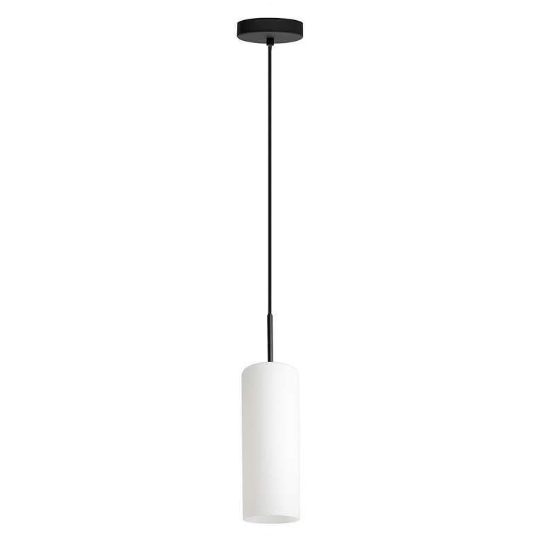 Image 1 Troy 3 1 Light Pendant, Structured Black Finish, Opal Glass Shade, 60W