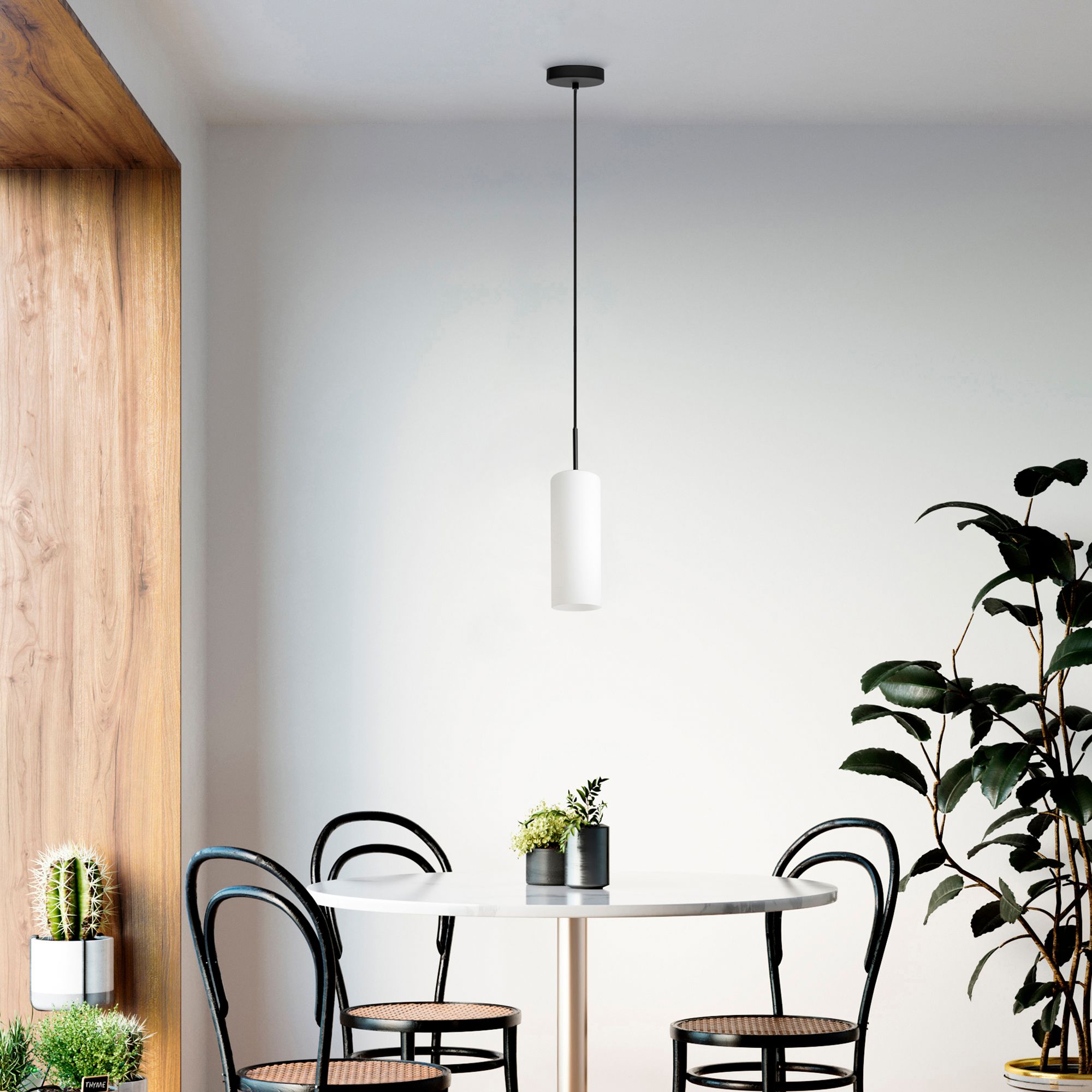 Image 2 Troy 3 1 Light Pendant, Structured Black Finish, Opal Glass Shade, 60W more views