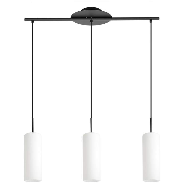 Image 1 Troy 3 - 3 Light Linear Pendant - Structured Black Finish - Opal Glass