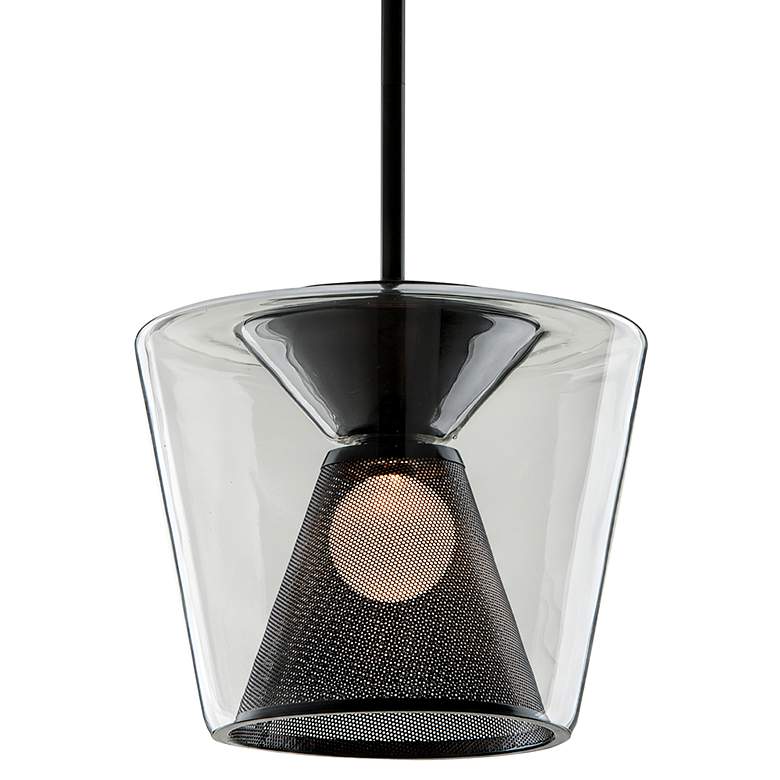 Image 3 Troy Berlin 15-in Gun Metal LED Pendant with Clear Glass Shade