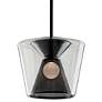 Troy Berlin 15-in Gun Metal LED Pendant with Clear Glass Shade in scene