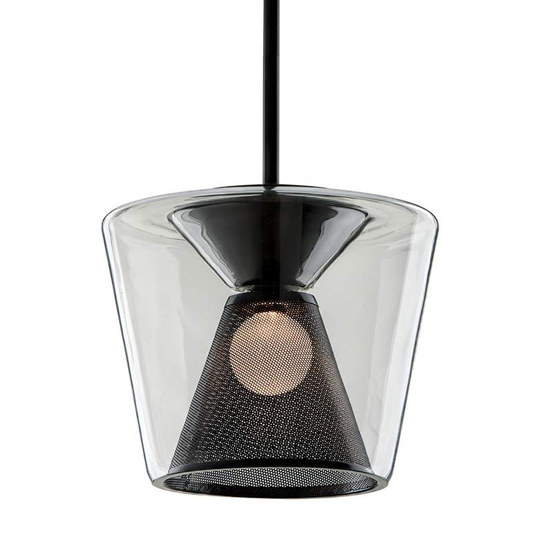 Image 3 Troy Berlin 15-in Gun Metal LED Pendant with Clear Glass Shade
