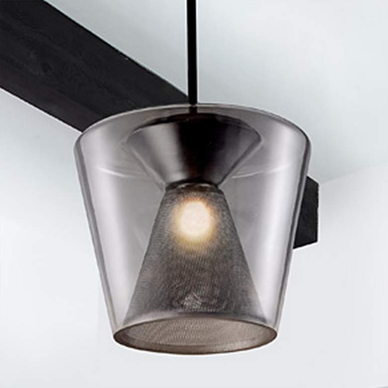 Image 2 Troy Berlin 15-in Gun Metal LED Pendant with Clear Glass Shade
