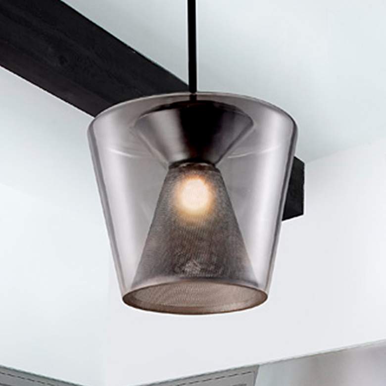 Image 2 Troy Berlin 15-in Gun Metal LED Pendant with Clear Glass Shade