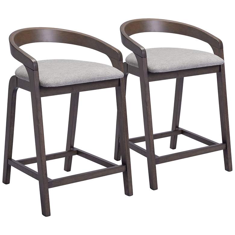 Image 1 Troy Counter Stool (Set of 2) Dove Gray & Espresso