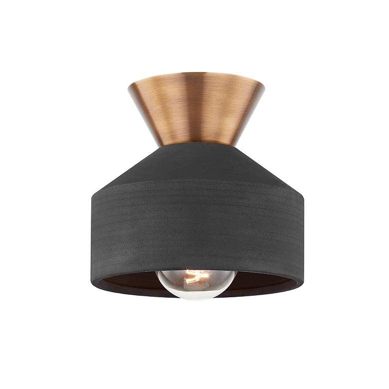 Image 1 Troy Covina 7 3/4" Wide Ceramic 1 Lt Flush Mount