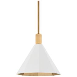 Troy Huntley 15" Wide Brass and White Geometric Cone Modern Pendant