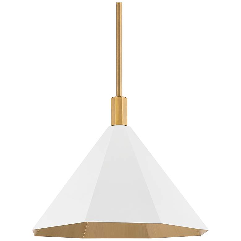 Image 1 Troy Huntley 22" Wide Brass and White Geometric Cone Modern Pendant