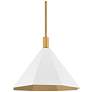 Troy Huntley 22" Wide Brass and White Geometric Cone Modern Pendant