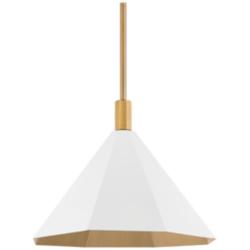 Troy Huntley 22" Wide Brass and White Geometric Cone Modern Pendant